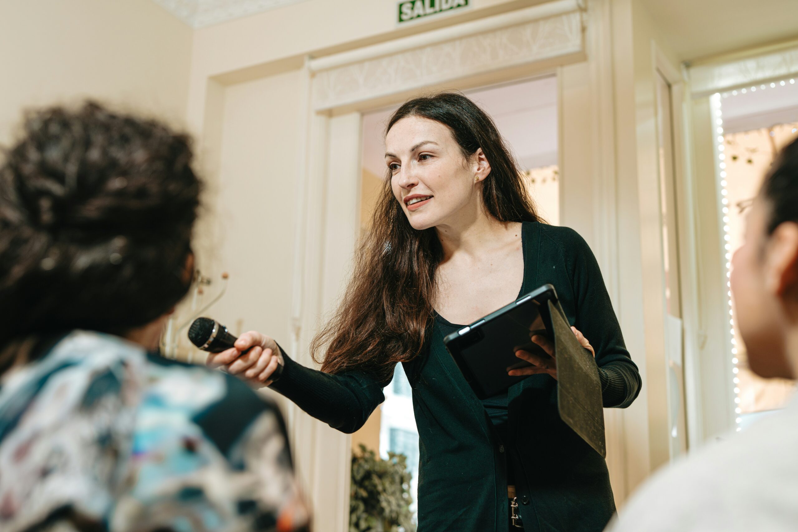 Woman leading a speech